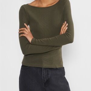 Aritzia HomeStretch Rib Long Sleeve in Olive, size M